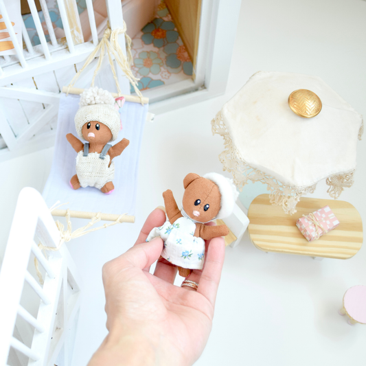 Handmade Mini Bear | Dollhouse Doll for Small World Play